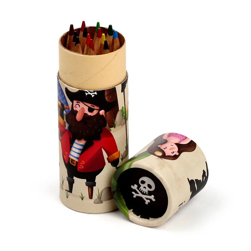 Jolly Rogers Pirates Pencil Pot with 12 Colouring Pencils