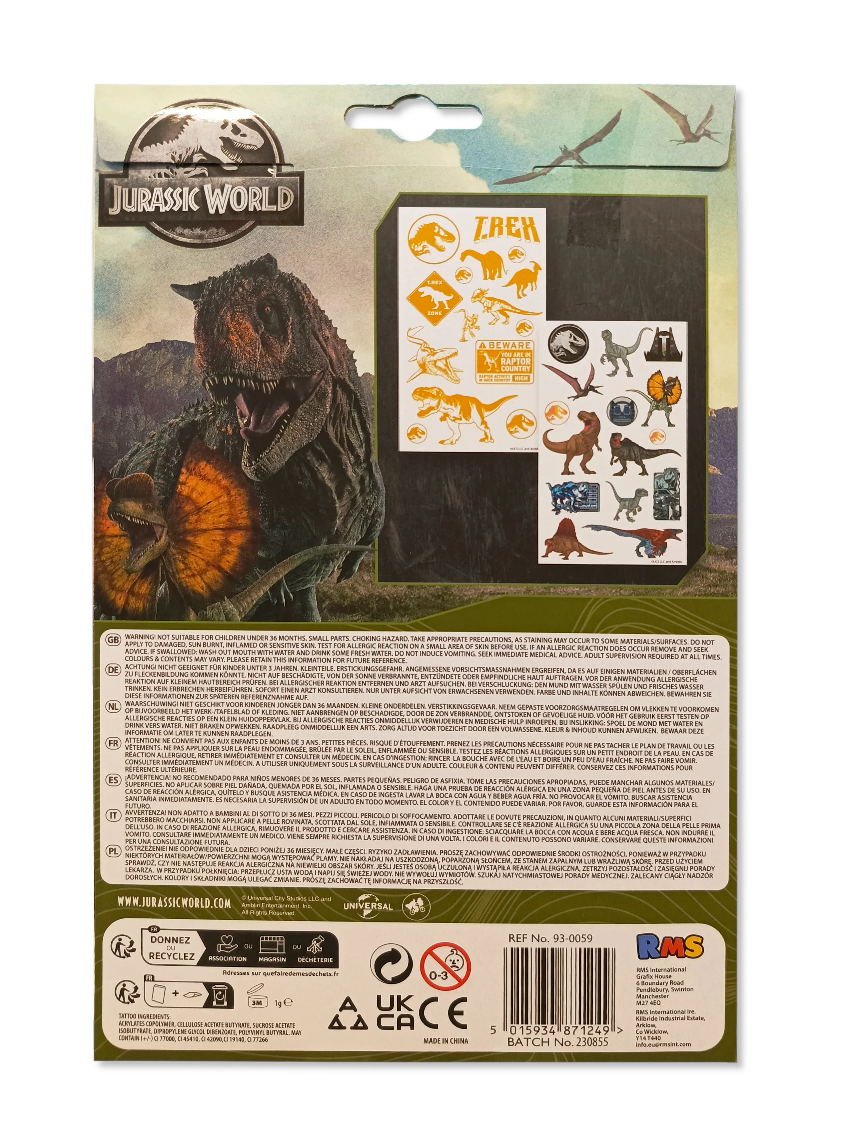 Jurassic World Children's Temporary Tattoos - Image 2
