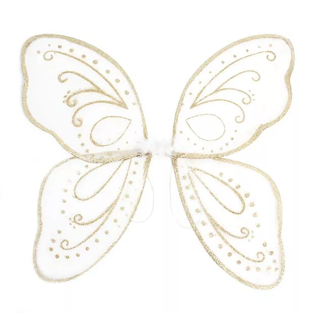Large White Fairy Wings With Gold Glitter - Image 2