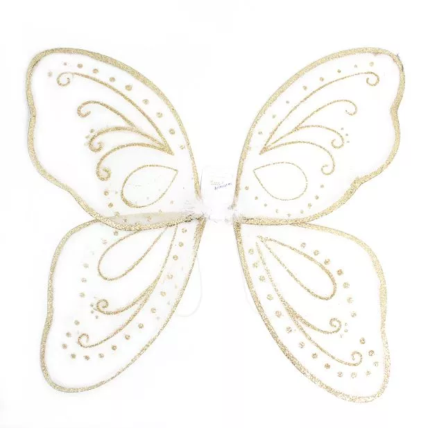 Large White Fairy Wings With Gold Glitter - Image 4