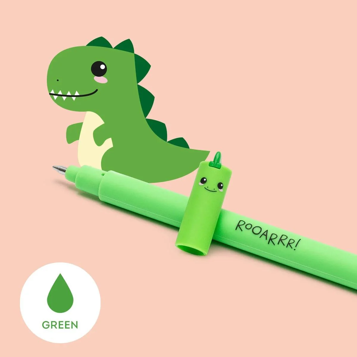 Legami Dinosaur Erasable Gel Pen with Green Ink - Image 3