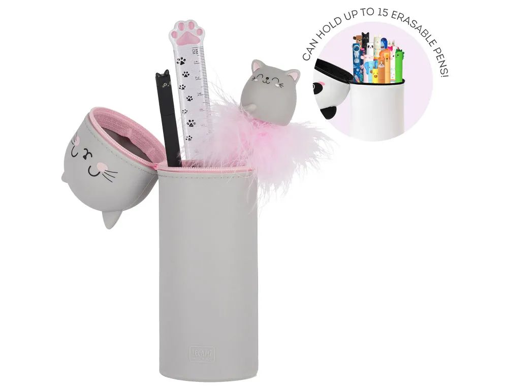 Legami Kawaii 2-In-1 Soft Silicone Pencil Case - Kitty - Image 2