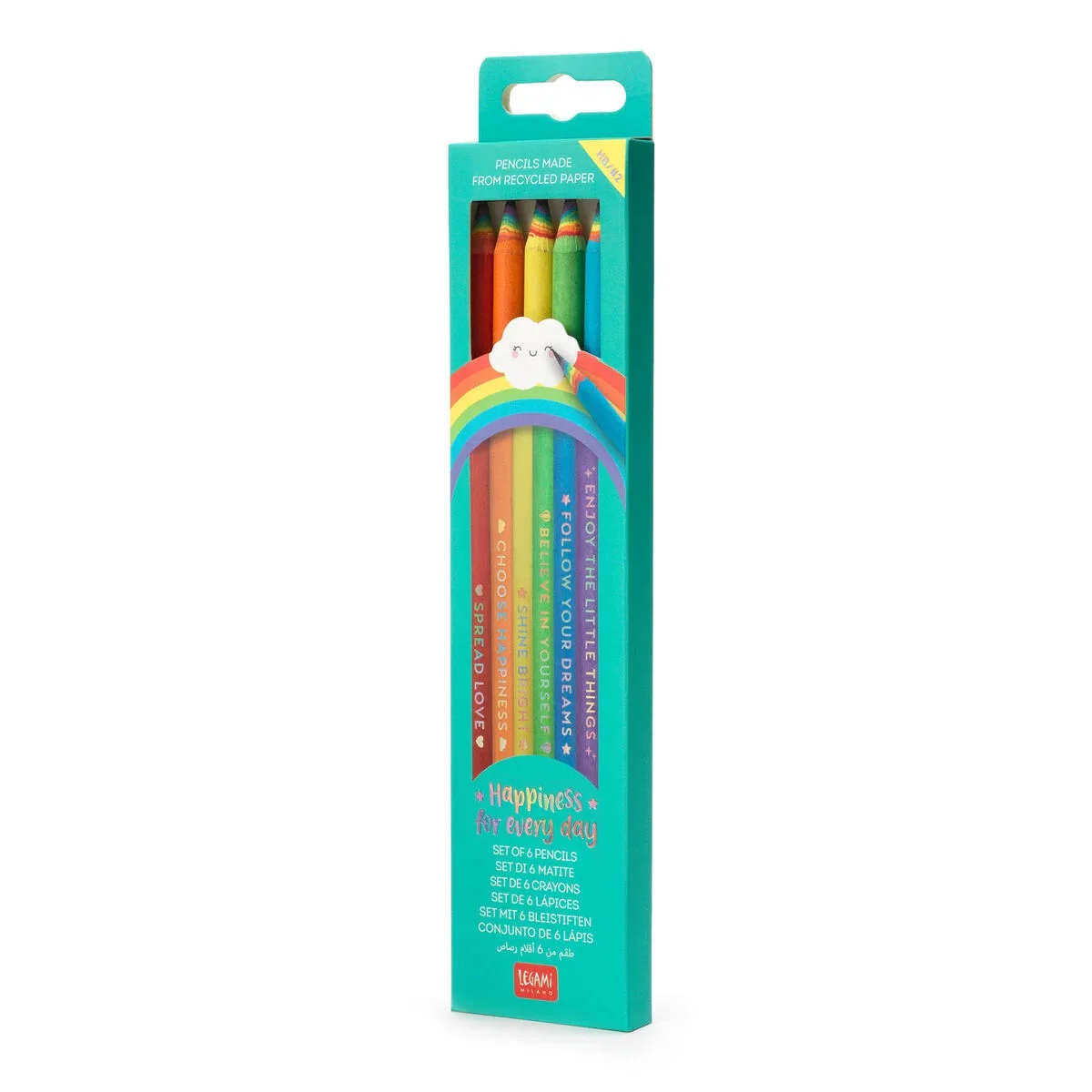 Legami Set of 6 HB Graphite Pencils made from Recycled Paper - Image 6