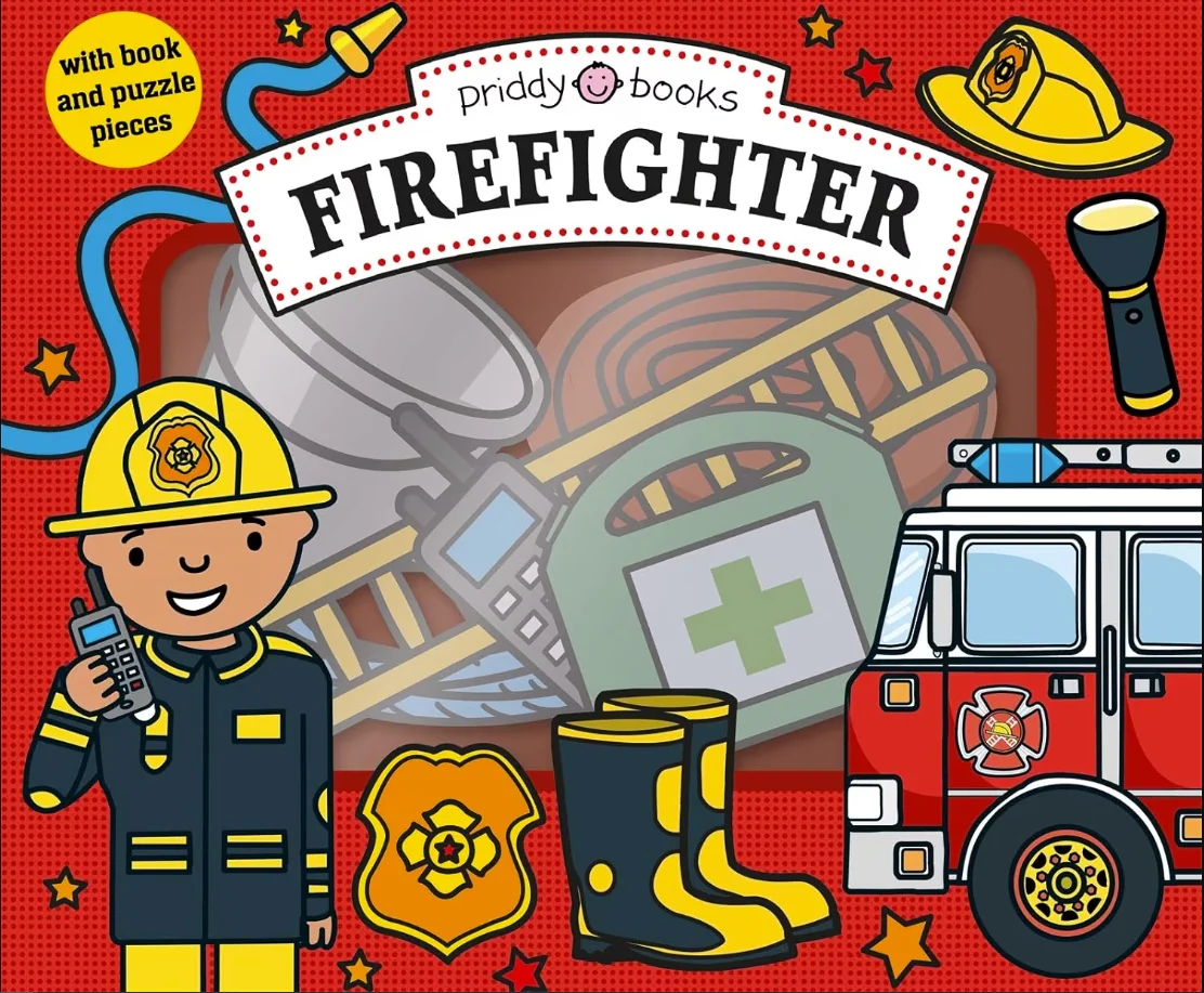 Let's Pretend - Firefighter Picture Story Book Playset with Puzzle Pieces