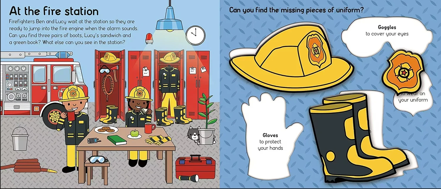 Let's Pretend - Firefighter Picture Story Book Playset with Puzzle Pieces - Image 3