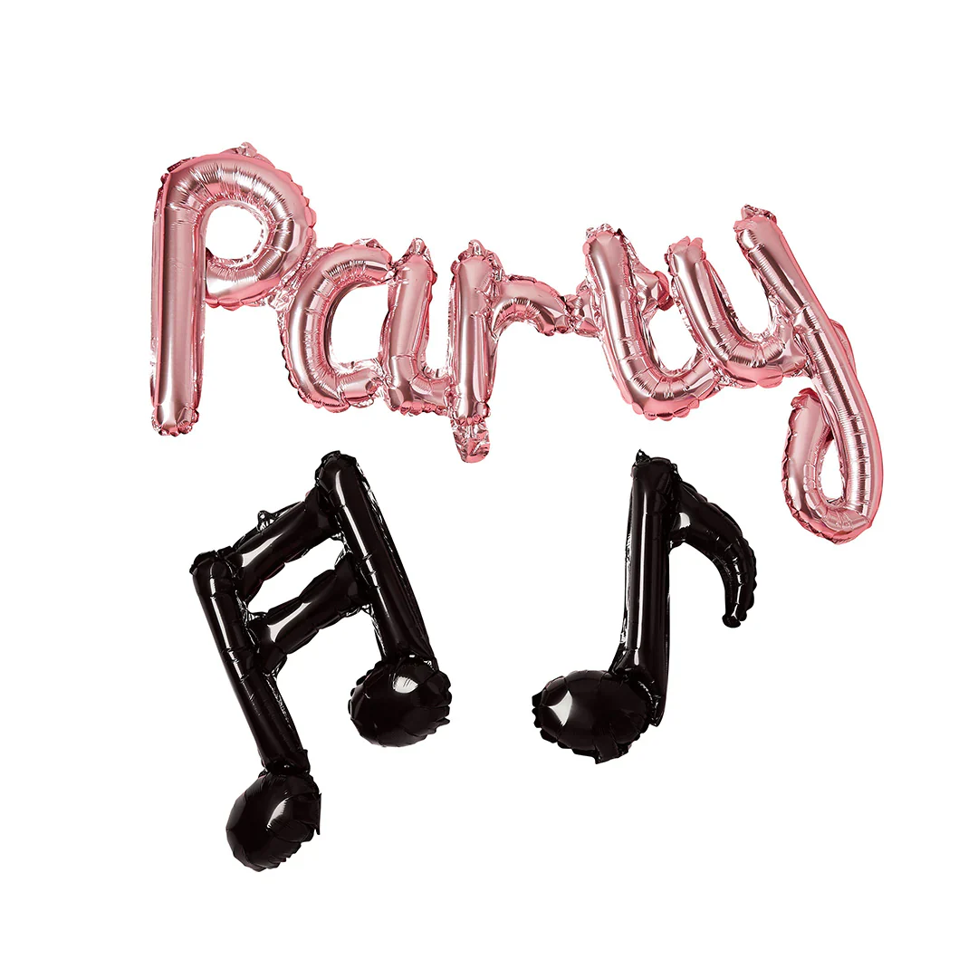 Lets's Dance Rose Gold Party Foil Balloon Banner with Musical Notes - Image 2