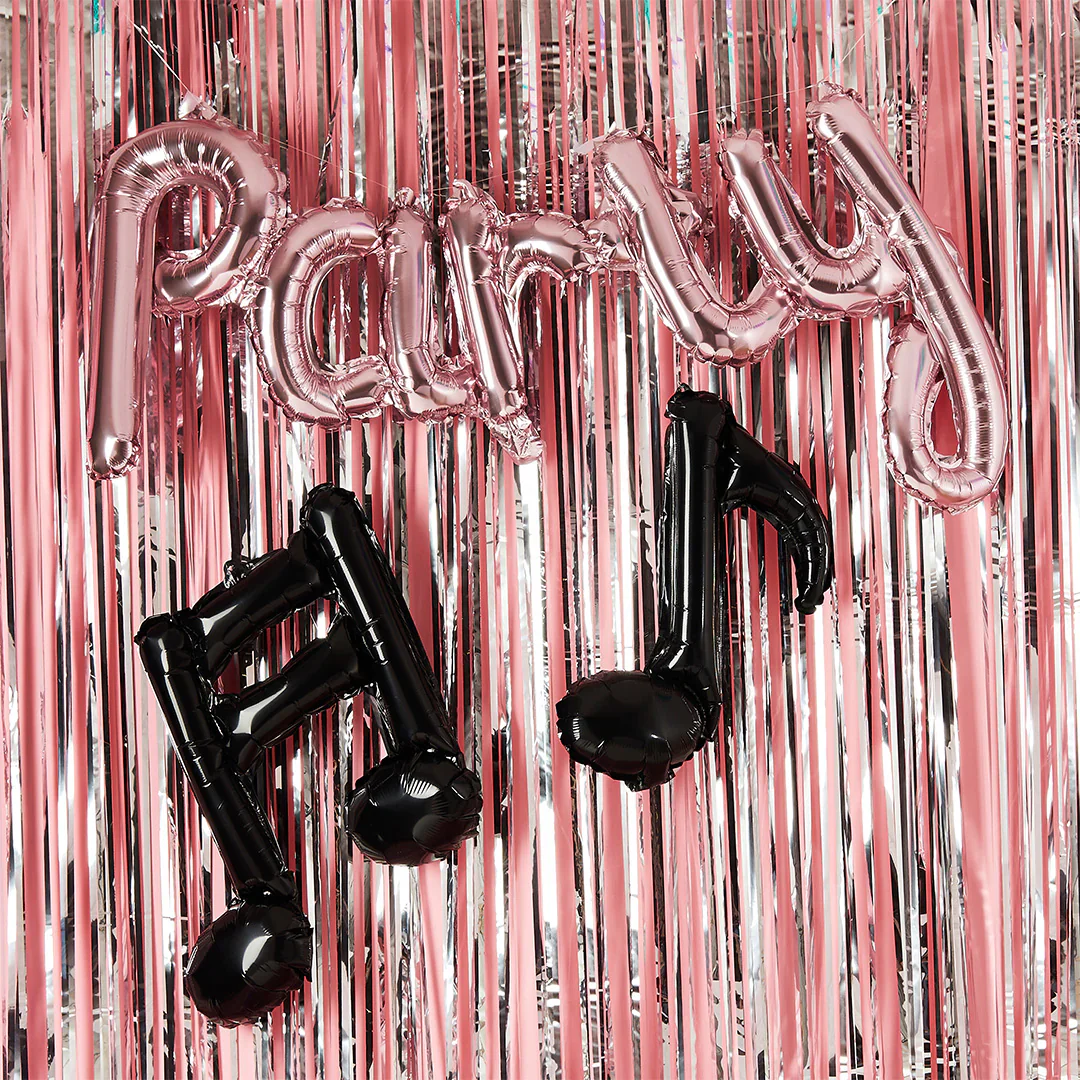 Lets's Dance Rose Gold Party Foil Balloon Banner with Musical Notes - Image 3