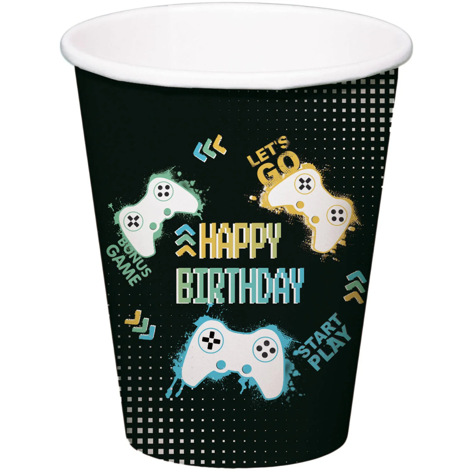 Level Up Gaming Paper Cups, 250 ml, 8 Pieces, Multicolour