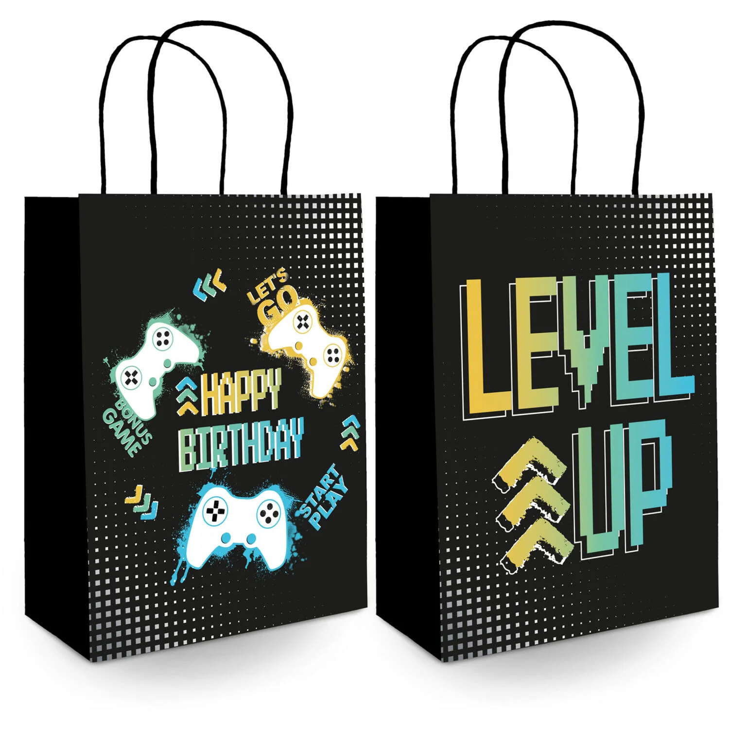 Level Up Gaming Party/Gift Bags, 20 x 27 cm (Pack of 1 or 6)