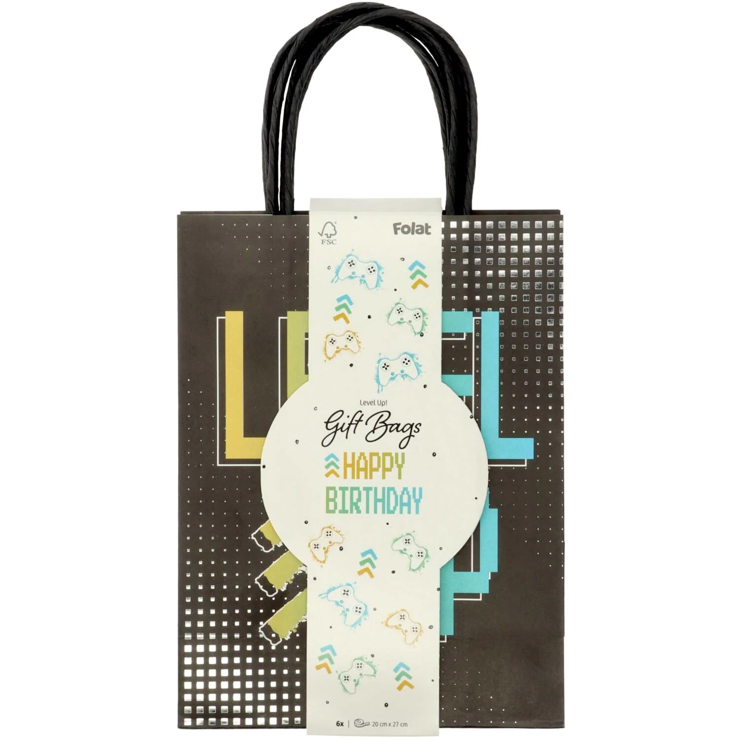 Level Up Gaming Party/Gift Bags, 20 x 27 cm (Pack of 1 or 6) - Image 4