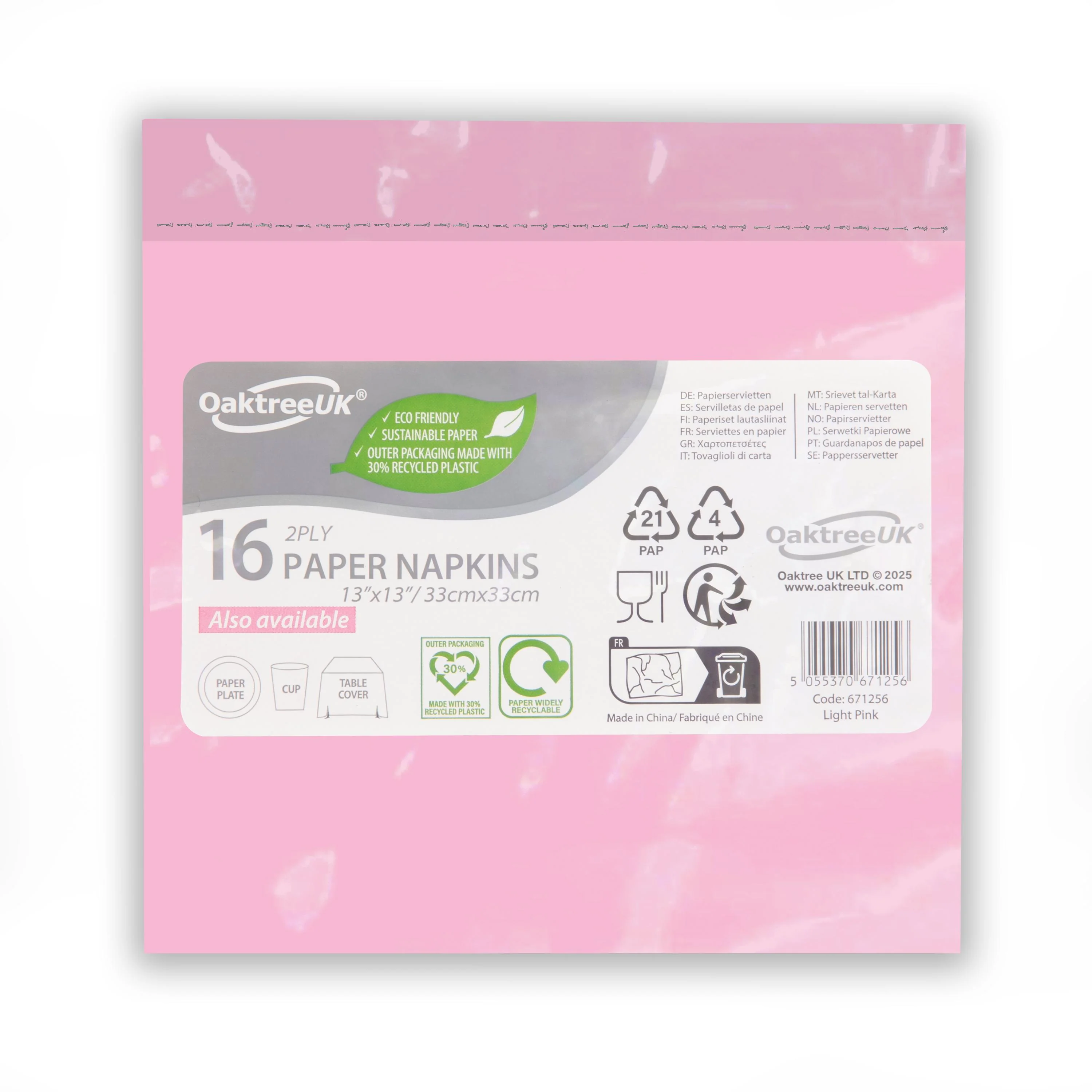 Light Pink 2 Ply Napkins (Pack of 16) - Image 2