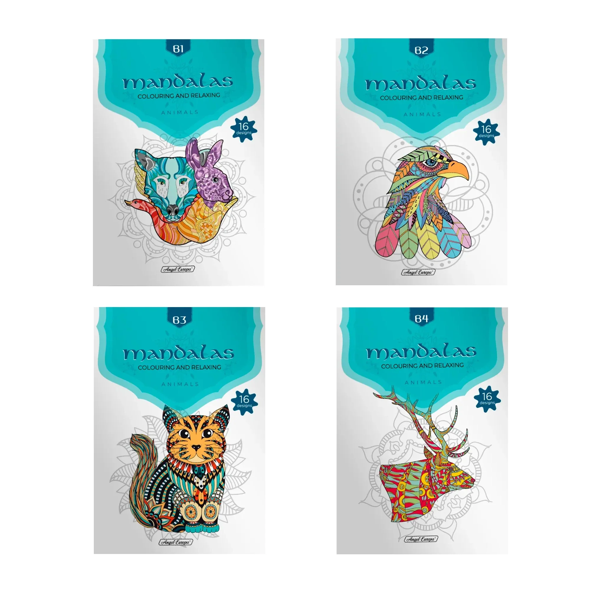 Mandalas Animals Adult Colouring and Relaxing Book - Set of 4