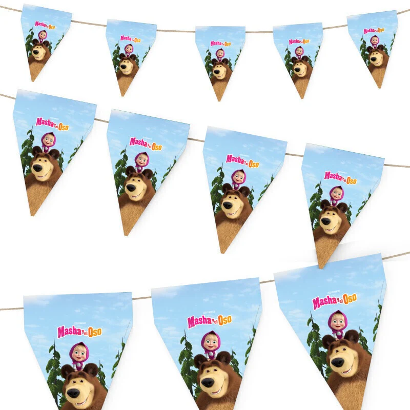 Masha and the Bear Party Flag Bunting Banner