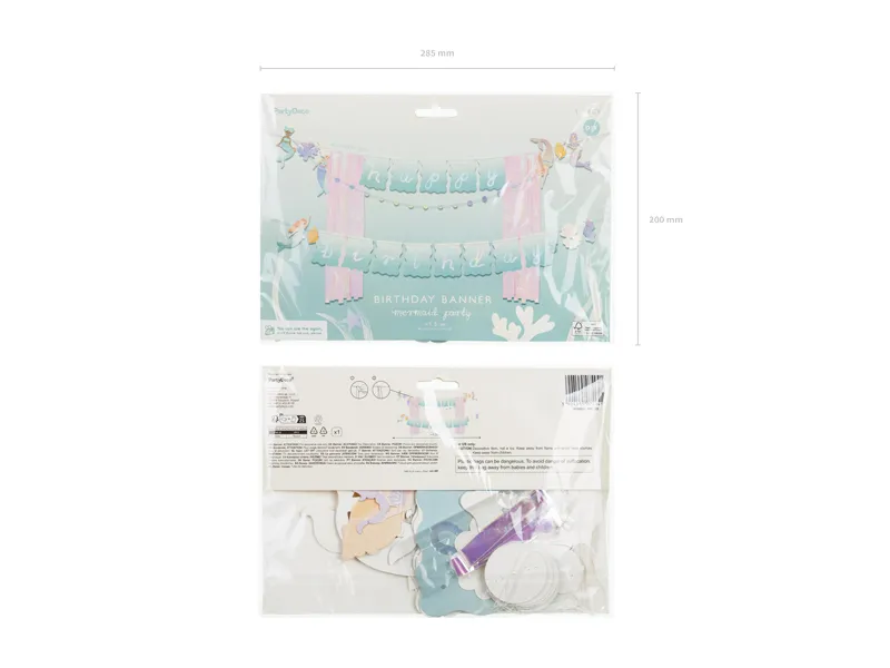 Mermaid Happy Birthday Party Banner Set, 130 x 100 cm - Image 3