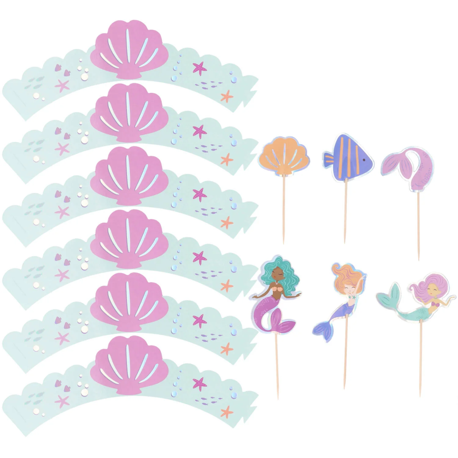 Mermaid Magic Cupcake Topper Decoration Set -  (6 sets) - Image 2