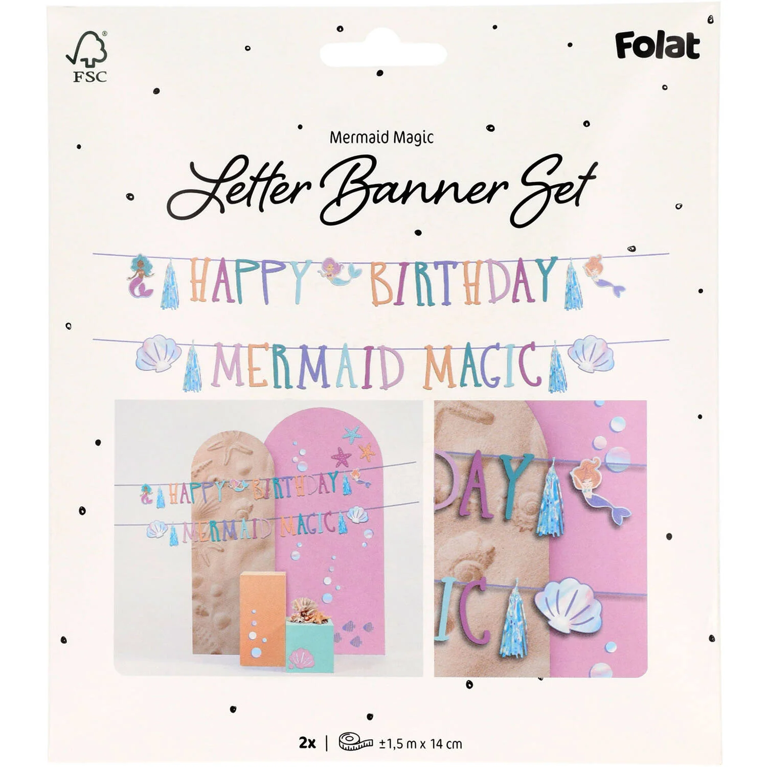 Mermaid Magic Happy Birthday Party Banner Set (1.5m) - Image 2