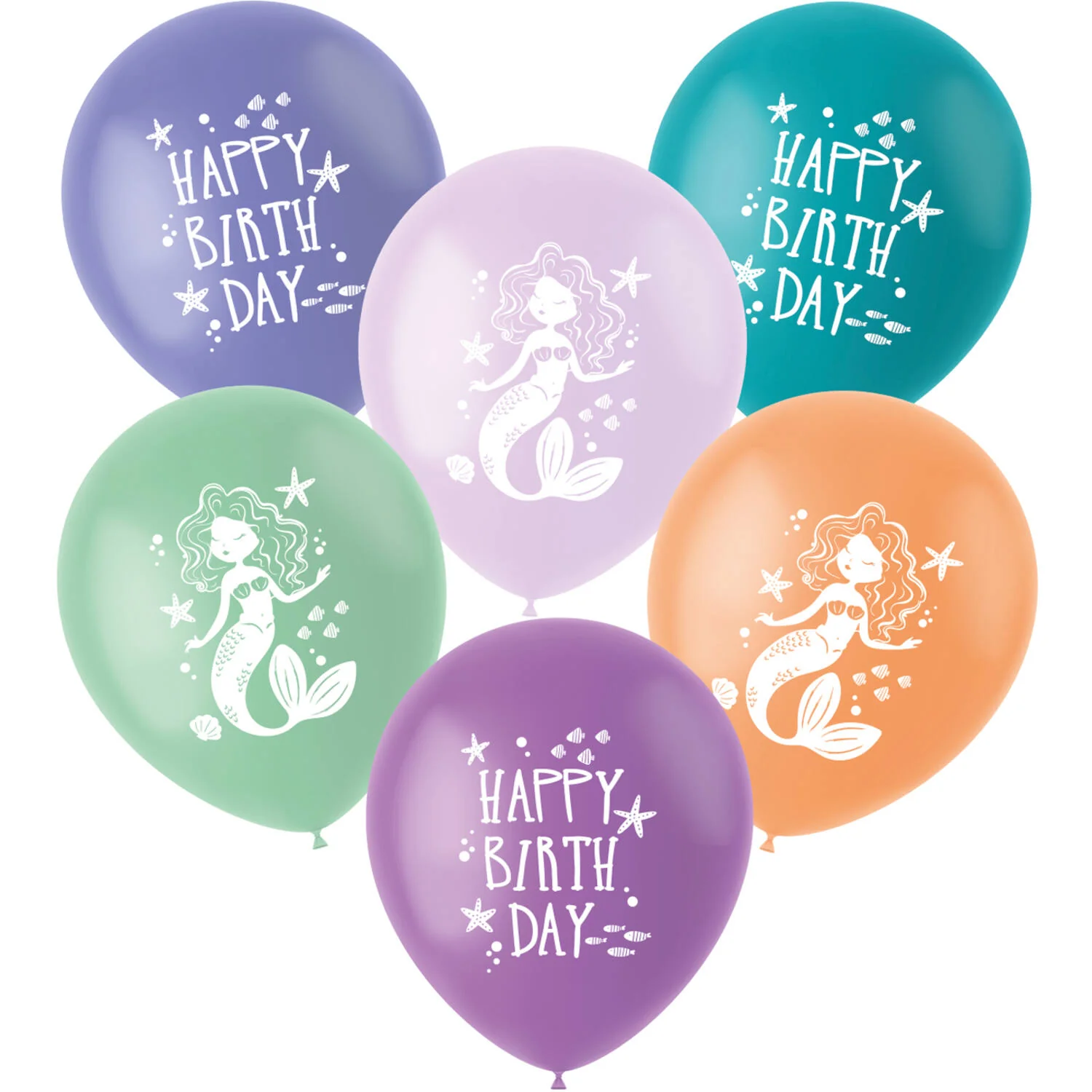 Mermaid Magic Latex Birthday Party Balloons - (33 cm - 6 pieces)