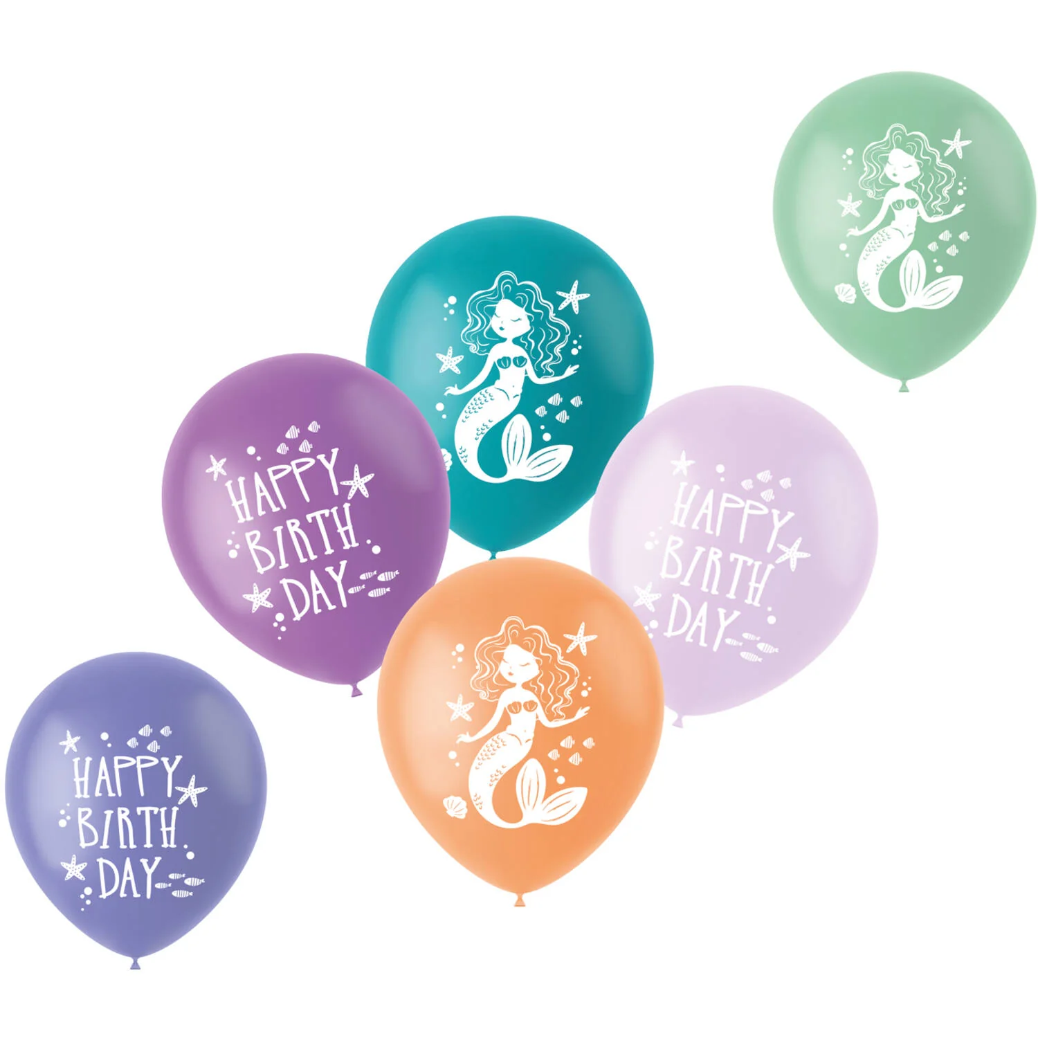 Mermaid Magic Latex Birthday Party Balloons - (33 cm - 6 pieces) - Image 2