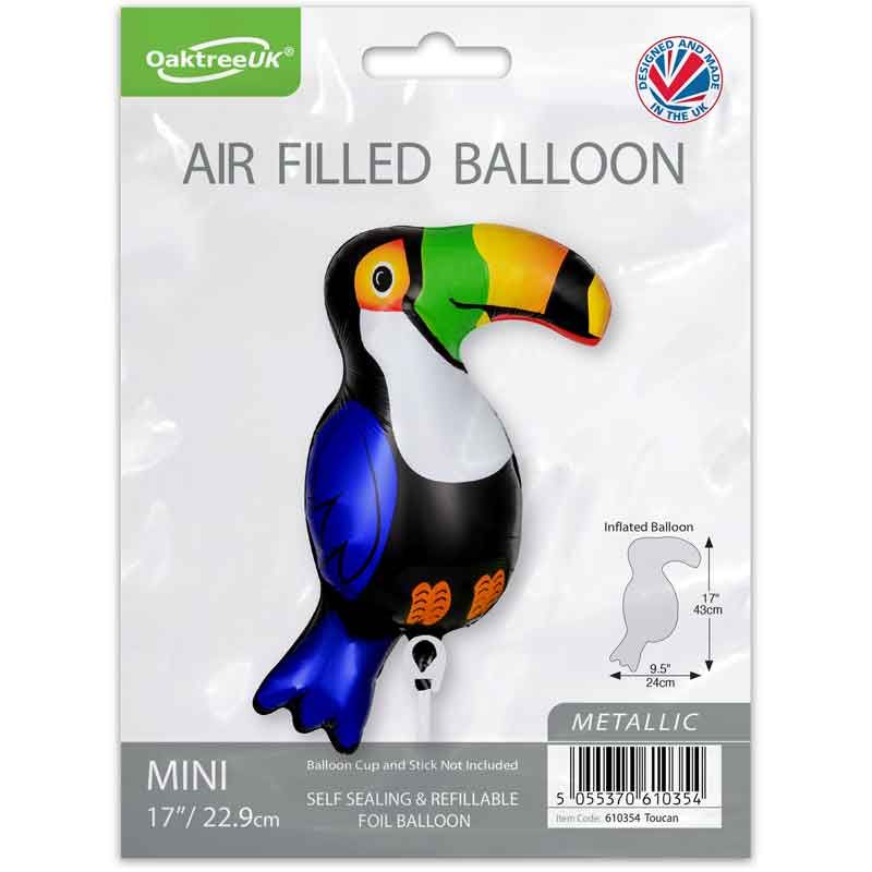 Metallic Toucan Mini Air Fill Foil Balloon 43cm - Image 2