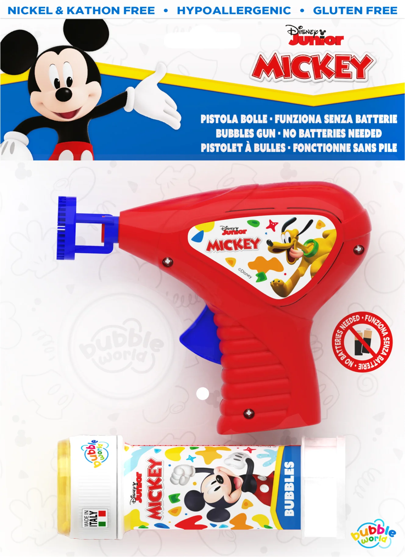 Mickey Mouse Bubble Gun with 60ml Bubble Tub