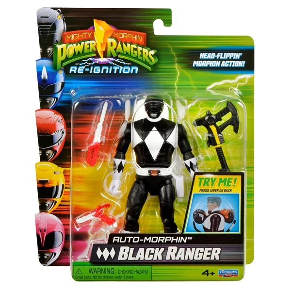 Mighty Morphin Power Rangers Auto-Morphin Black Ranger Action Figure Toy - Image 5