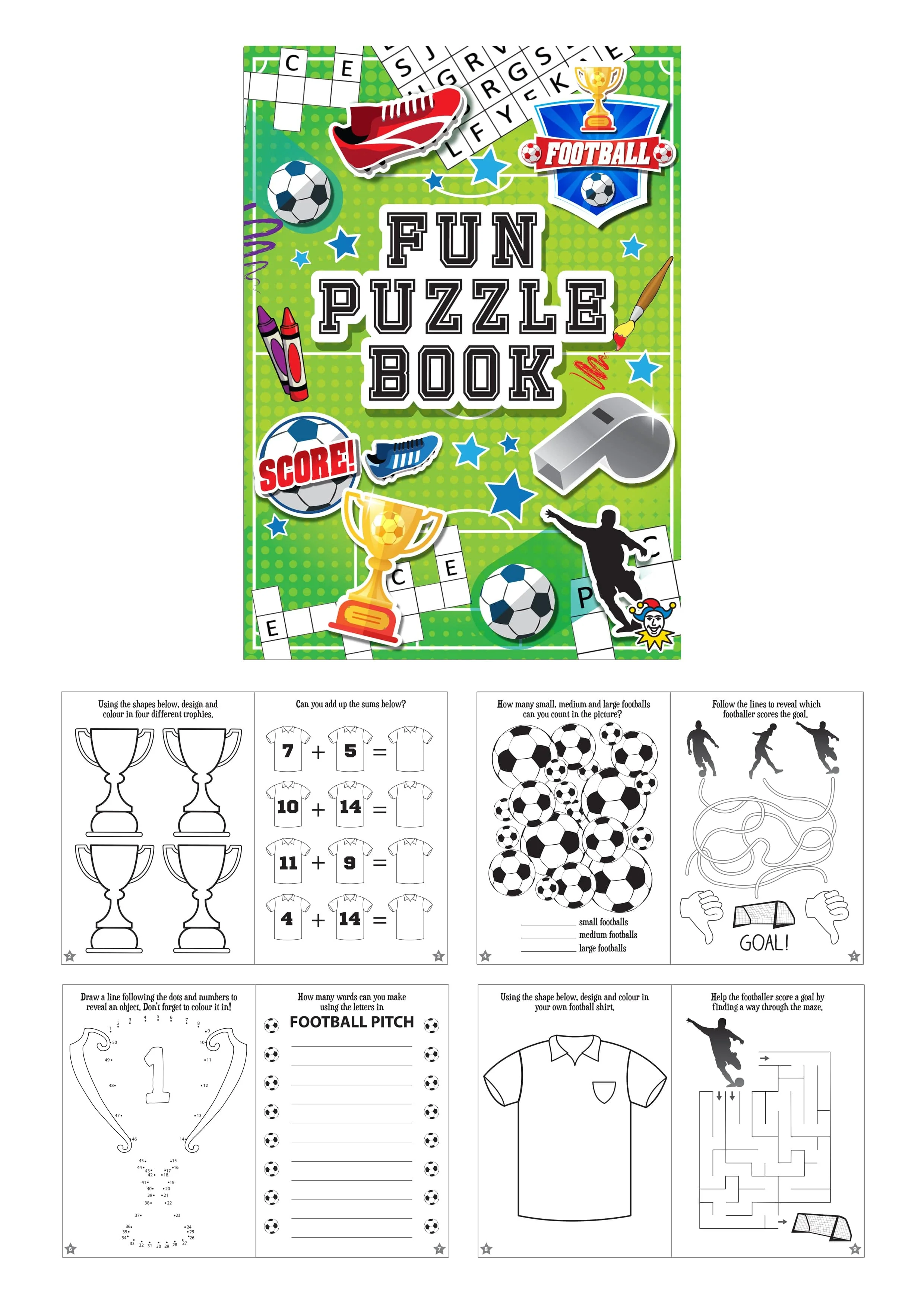 Mini Football Colouring Puzzle Books