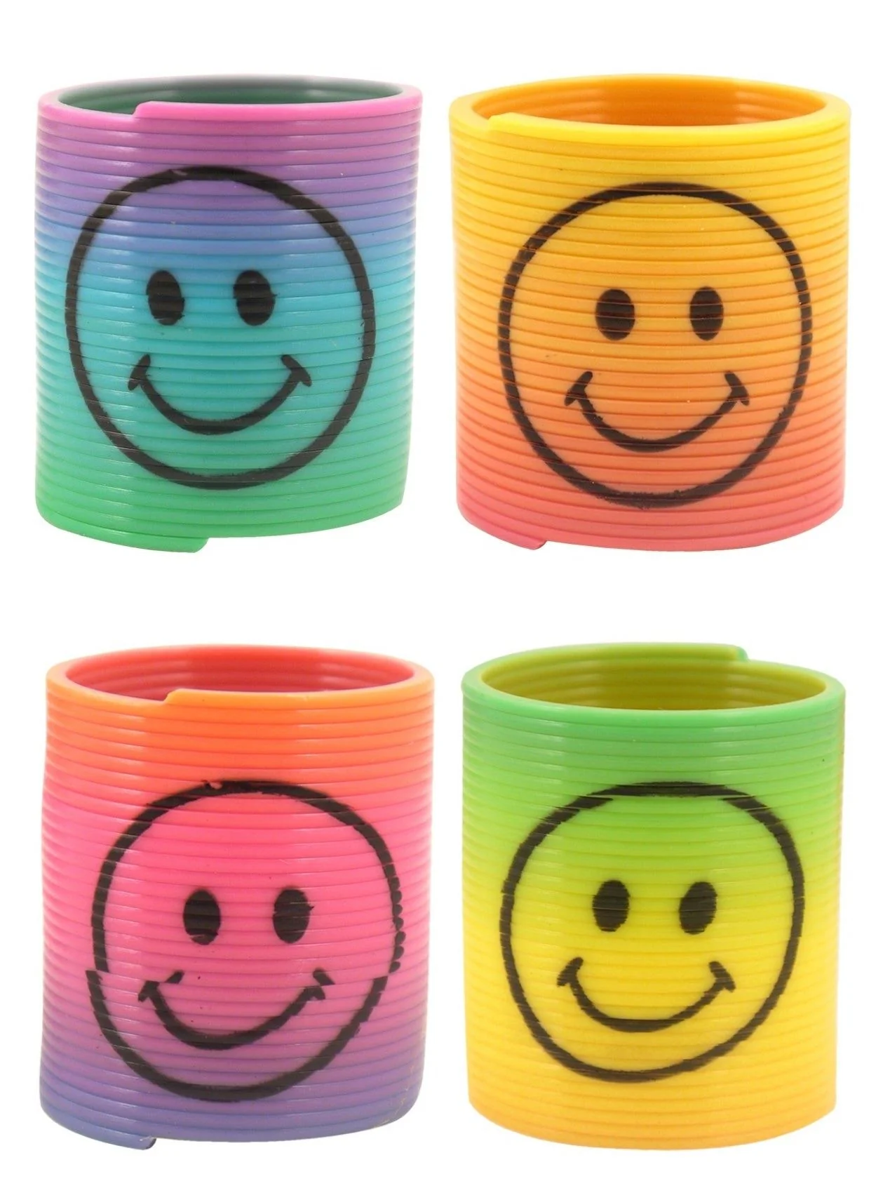 Mini Rainbow Spring Bouncy Slinky Toy with Smiley Emoji