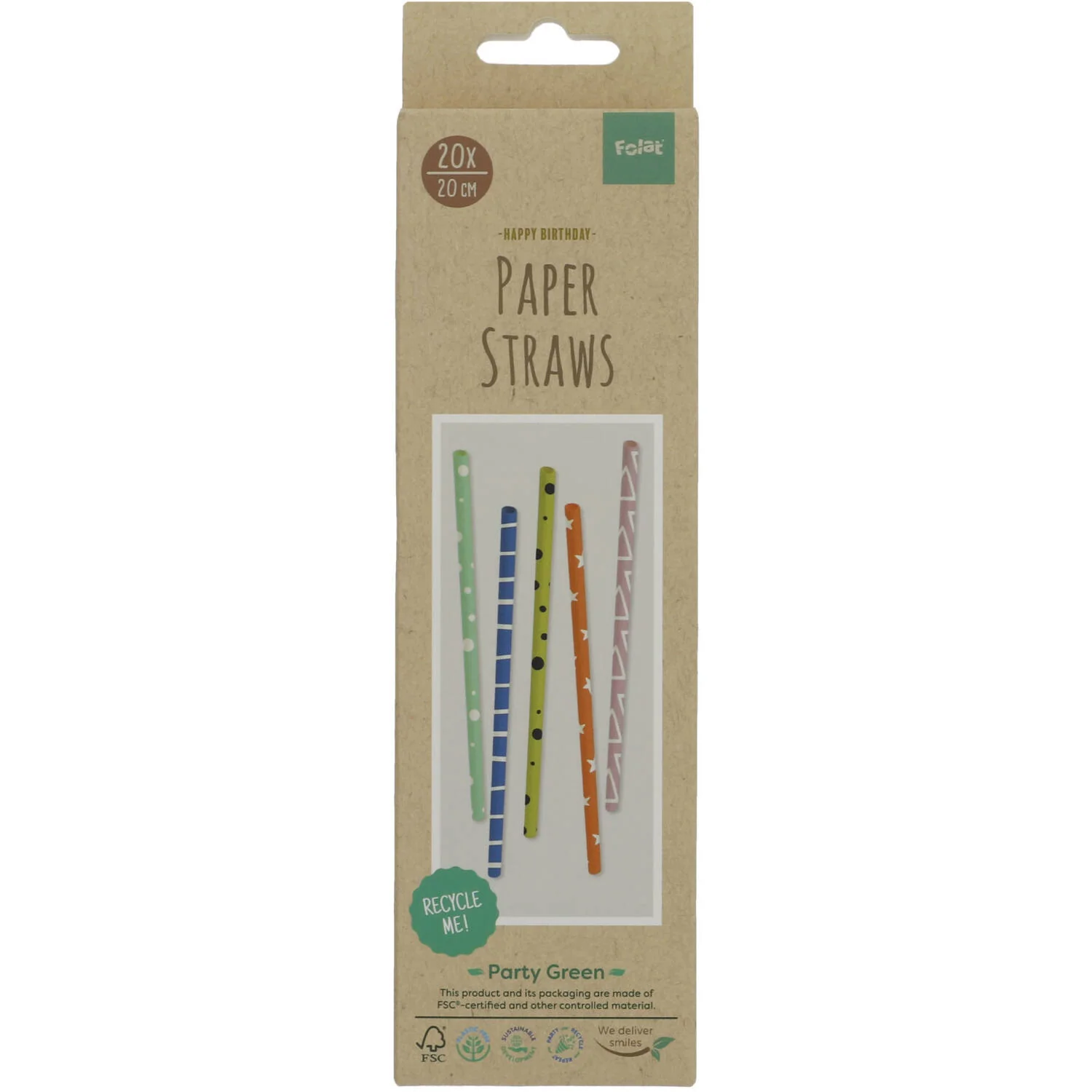 Multicoloured Paper Straws 20 cm (Pack of 20) - Image 2
