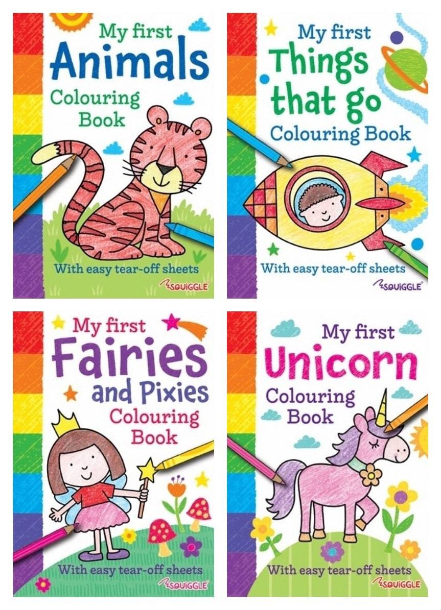 My First Colouring Books Set of 4 - Animals, Vehicles, Fairies, Unicorns