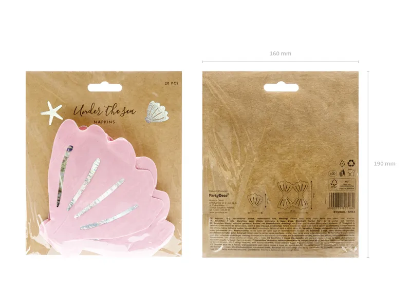 Narwhal - Seashell Paper Napkins, 13 x 12.5 cm (pack of 20) - Image 4