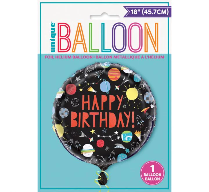 Outer Space Happy Birthday Foil Balloon 46cm - Image 2