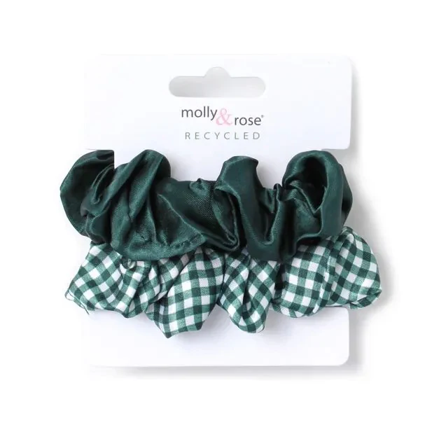 Pack of 2 Girls Bottle Green Hair Scrunchies - Image 3