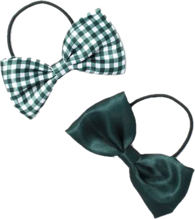 Pack of 2 Girls Bottle Green School Hair Bow Elastic Ponytail Holders - Image 5
