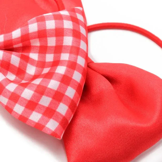 Pack of 2 Girls Red School Hair Bow Elastic Ponytail Holders - Image 3