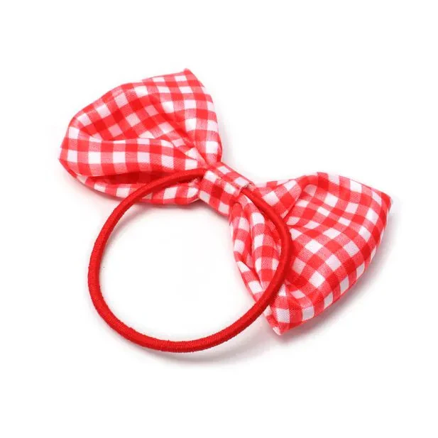 Pack of 2 Girls Red School Hair Bow Elastic Ponytail Holders - Image 4