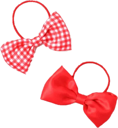 Pack of 2 Girls Red School Hair Bow Elastic Ponytail Holders - Image 5