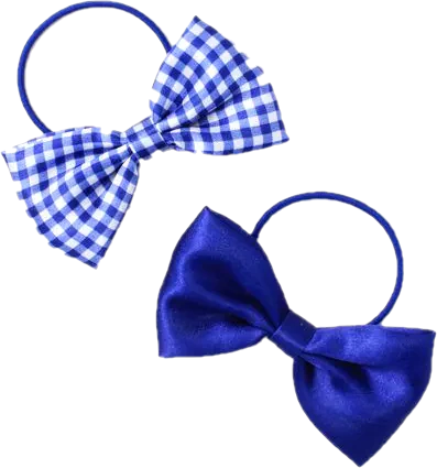 Pack of 2 Girls Royal Blue School Hair Bow Elastic Ponytail Holders - Image 5