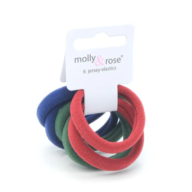 Pack of 6 Assorted Ponytail Holders, School Uniform Colours