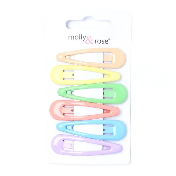 Pack of 6 Premium Pastel Snap Clips, Hair Clips  -5cm
