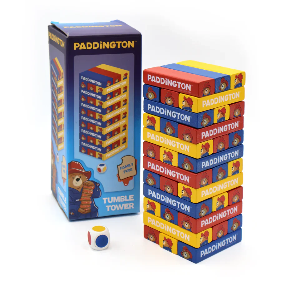 Paddington Tumble Tower Game – Wooden Block Stacking Game with Dice – Fun Family Activity Set - Image 2
