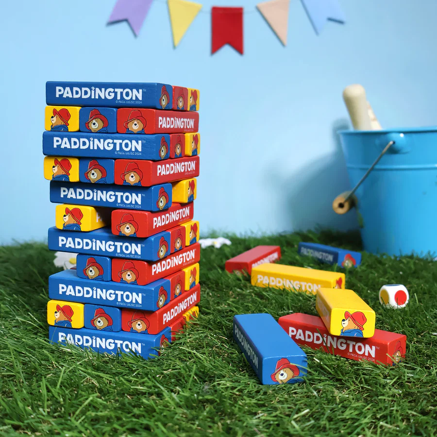 Paddington Tumble Tower Game – Wooden Block Stacking Game with Dice – Fun Family Activity Set - Image 4