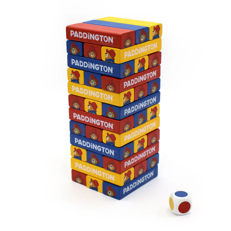 Paddington Tumble Tower Game – Wooden Block Stacking Game with Dice – Fun Family Activity Set - Image 7