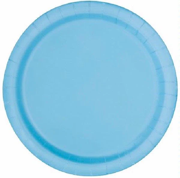Party Paper Powder Blue Plates - 21.9cm ( Pack of 16)