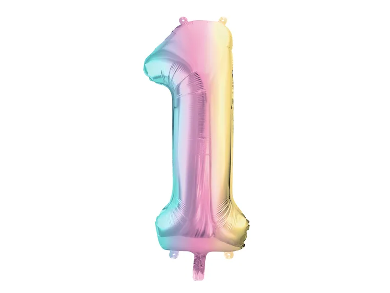 Pastel Rainbow Number 1 Foil balloon, 86cm