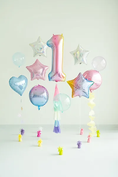 Pastel Rainbow Number 1 Foil balloon, 86cm - Image 2