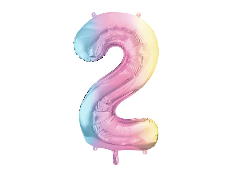 Pastel Rainbow Number 2 Foil balloon, 86cm