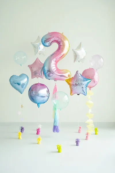Pastel Rainbow Number 2 Foil balloon, 86cm - Image 2