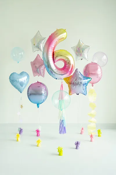 Pastel Rainbow Number 6 Foil balloon, 86cm - Image 2