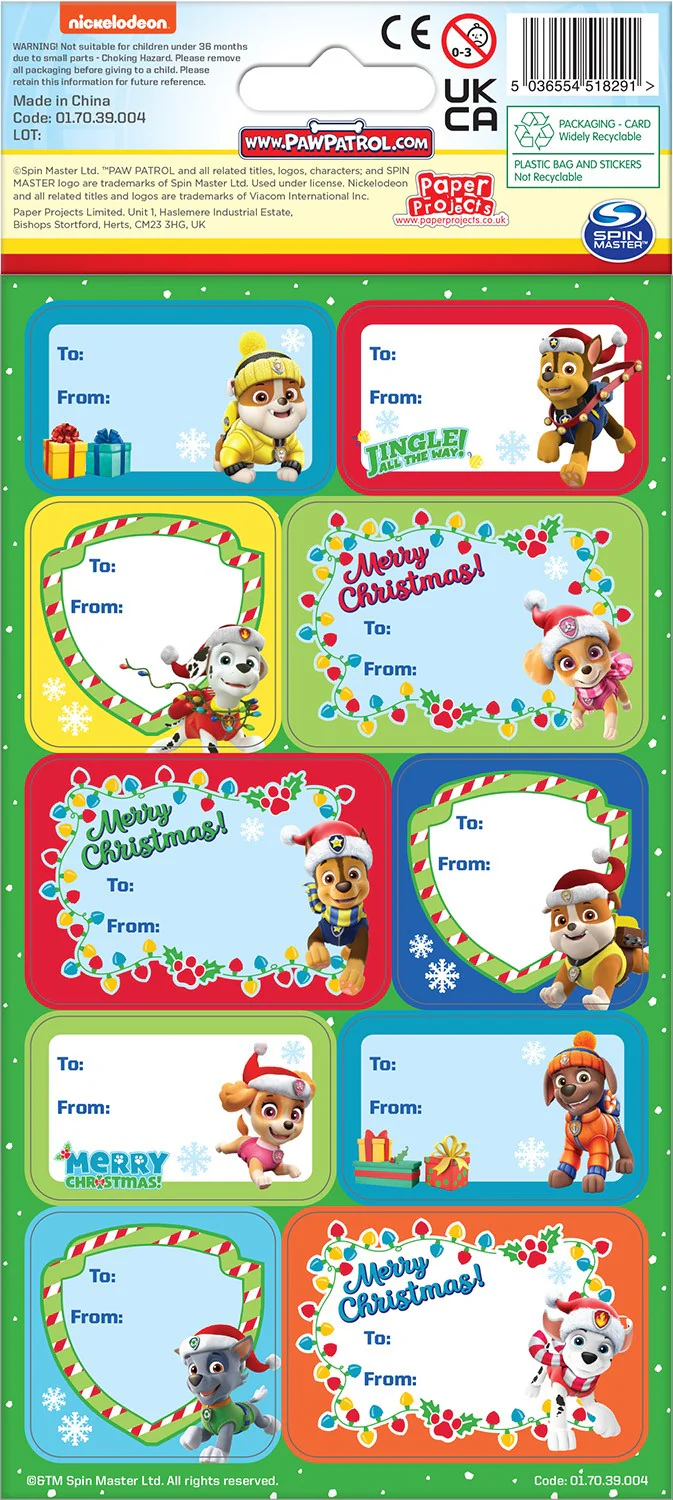 PAW Patrol Christmas Gift Labels - Image 3