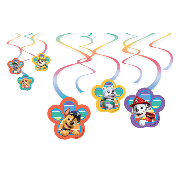 Paw Patrol Swirl Hanging Birthday Party Decorations (Pack of 6)
